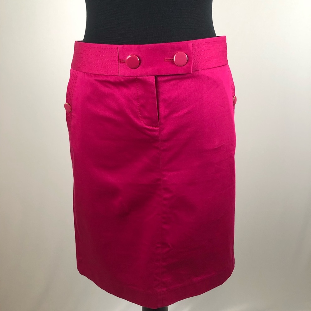 J. Crew Stretch Pink Button Accent Skirt